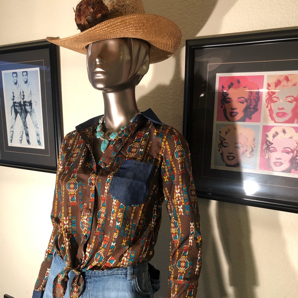 NWT Mind Code Western Cowgirl Shirt